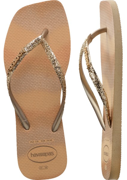 Style Slim Square Glitter Party Plaj Terliği 4149417
