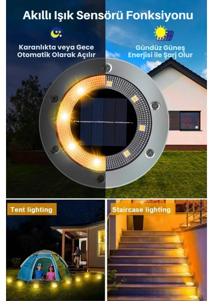 1ADET Güneş Enerjili Ultra Parlak Smd 8led Çim Zemin Bahçe Aydınlatma Paslanmaz Çelik Abs fiyatları