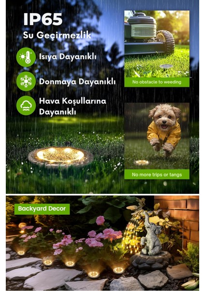 1ADET Güneş Enerjili Ultra Parlak Smd 8led Çim Zemin Bahçe Aydınlatma Paslanmaz Çelik Abs indirimleri