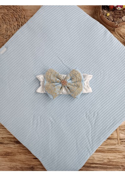 Yenidoğan Kuzulu Taç Nakış Güpürlü Fiyonklu Duvaklı Prizma Taş Unisex Kundak Bebek Battaniyesi indirimleri