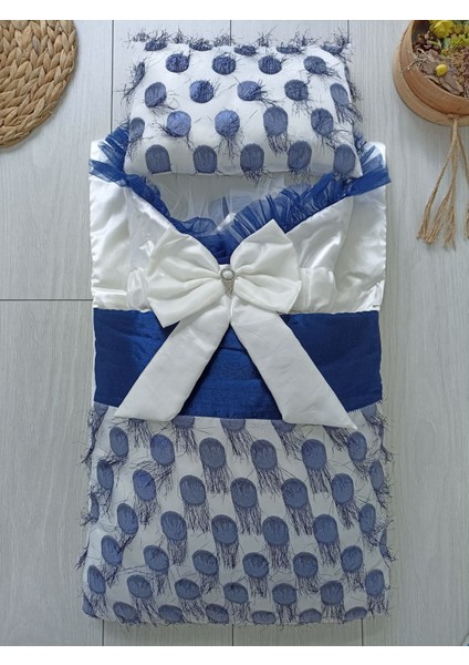 Yenidoğan Izmir Incisi Tül Işlemeli Pamuklu Fiyonklu Kundaklı Lüks 3lü Alt Açma Seti