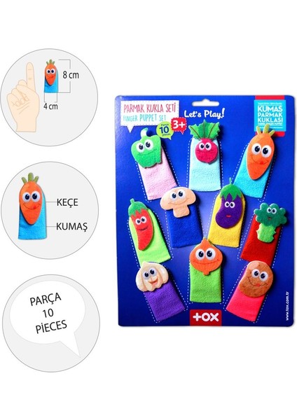 Sebzeler 10 Parça Parmak Kukla , Eğitici Oyuncak T104
