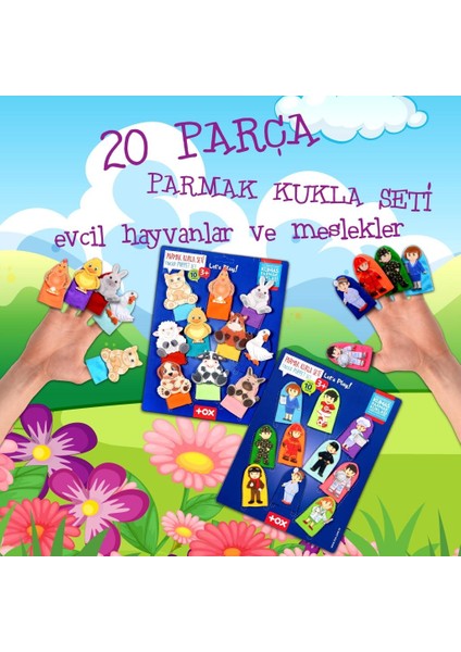 2 Set - 20 Parça Tox Evcil Hayvanlar ve Meslekler Parmak Kukla 77-2/76-1