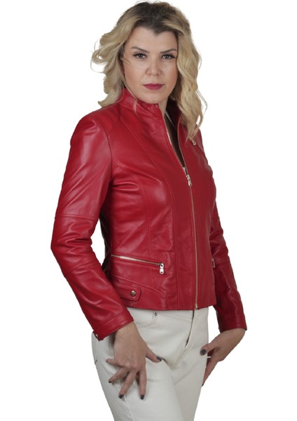 Elena Deri Kadın Kırmızı Ceket