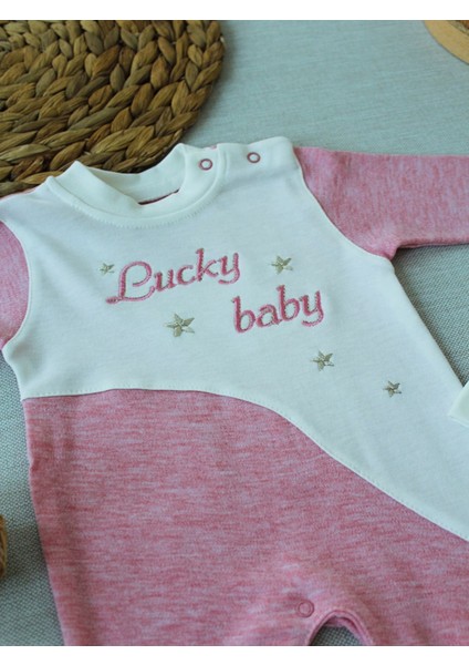 0-3 3-6 Ay Lucky Baby Nakışlı Es Çizgi Boy Şapkalı Kız Bebek Tulumu