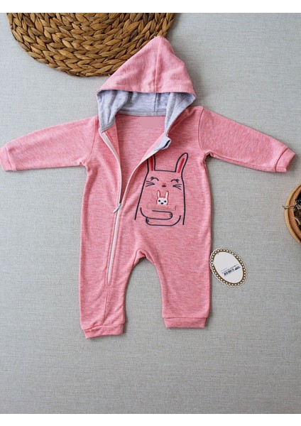 6-9 9-12 Ay Ef Çizgi Boy Fermuarlı Tavşan Nakışlı Kapşonlu Kız Erkek Bebek Tulumu fiyatları
