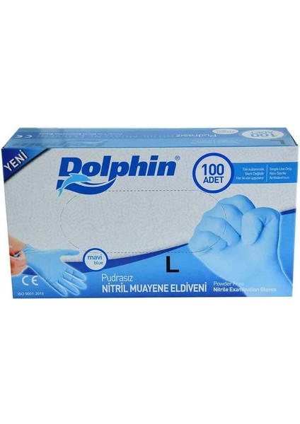 Pudrasız Mavi Nitril Eldiven Büyük Boy L 100'lü Paket