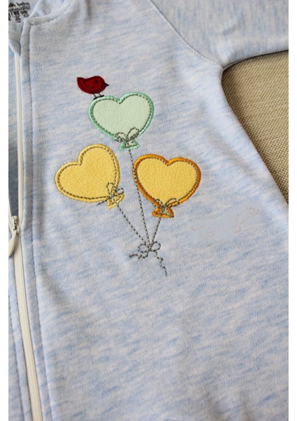 3-6 18-24 24-36 Ay Uçan Balonlar Nakışlı Ef Boy Fermuarlı Erkek Bebek Tulumu modelleri