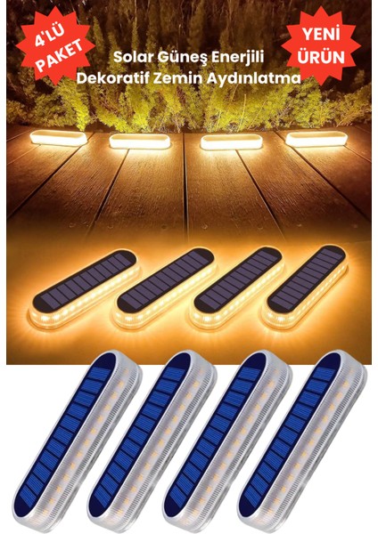 4ADET Solar Premium Kalite 30LEDLI Dekoratif Zemin Bahçe Aydınlatma Güneş Enerjili