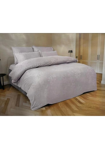 Jakarlı Saten Çift Kişilik Nevresim Takımı Perle Marble