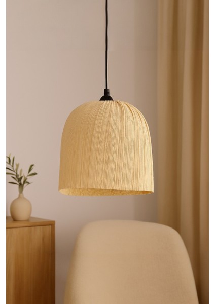 Bambu El Yapımı Sarkıt Avize, Doğal Işıklandırma, Dekoratif Tavan Lambası, Naturel, 30 cm fırsatları