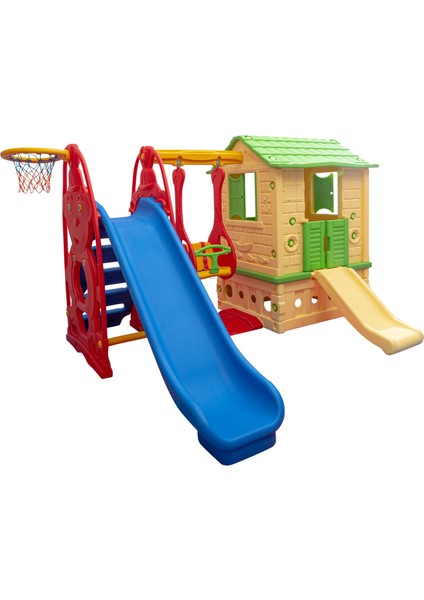 Büyük Oyun Parkı - Kaydıraklı Salıncaklı Oyun Evi | Anaokulu Kreş Bahçe Oyuncağı Dayanıklı Set modelleri