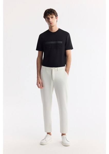 Erkek Beyaz Slim Fit Beli Lastikli Bi Stretch Chino Pantolon B003033