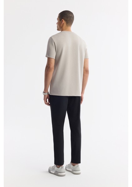 Erkek Gri Bisiklet Yaka Baskılı Bi Stretch İnterlok T-Shirt A51Y1044
