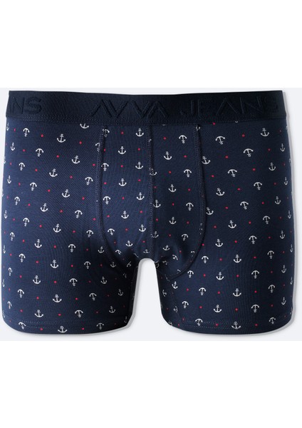 Erkek Lacivert Çapa Desenli Tekli Boxer A51Y9501
