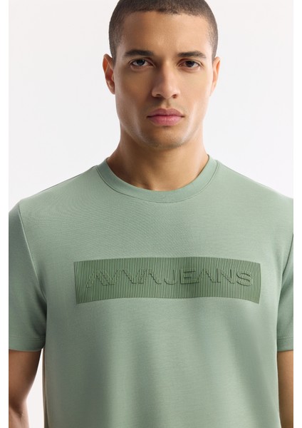 Erkek Nil Yeşili Bisiklet Yaka Bi-Stretch İnterlok Regular Fit T-Shirt A51Y1021 fiyatları