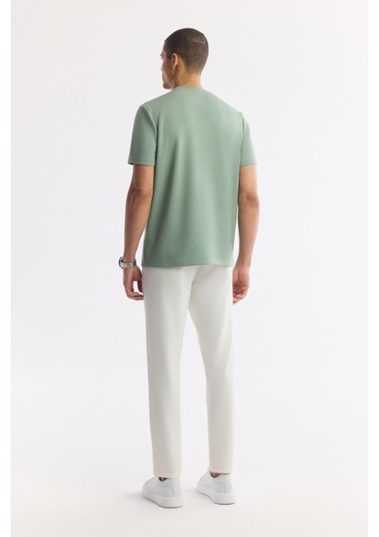 Erkek Nil Yeşili Bisiklet Yaka Bi-Stretch İnterlok Regular Fit T-Shirt A51Y1021 fırsatları