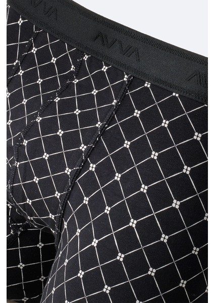 Erkek Siyah Çapa Desenli Tekli Boxer A51y9506