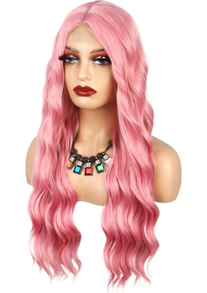 Pembe Dalgalı Tül Peruk Yeni