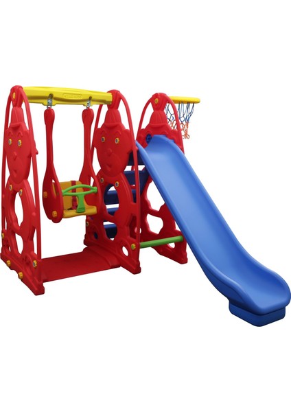 Kaydıraklı Salıncaklı Oyun Parkı – Bahçe & Anaokulu Için Çok Fonksiyonlu Set (Kırmızı)