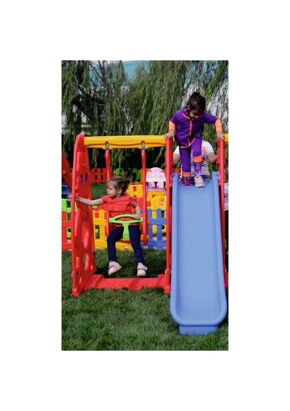 Kaydıraklı Salıncaklı Oyun Parkı – Bahçe & Anaokulu Için Çok Fonksiyonlu Set (Kırmızı)