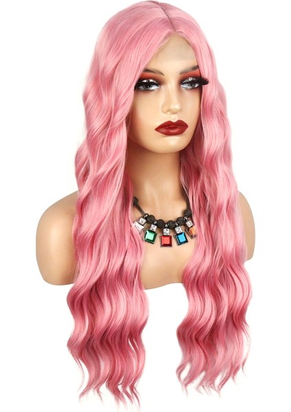 Pembe Dalgalı Tül Peruk Yeni