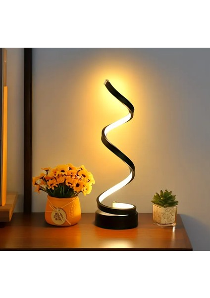 , Çok Şık Spiral Masa Lambası, LED Bar Masa Lambası, USB ile Çalışan Beyaz Renkli Lamba