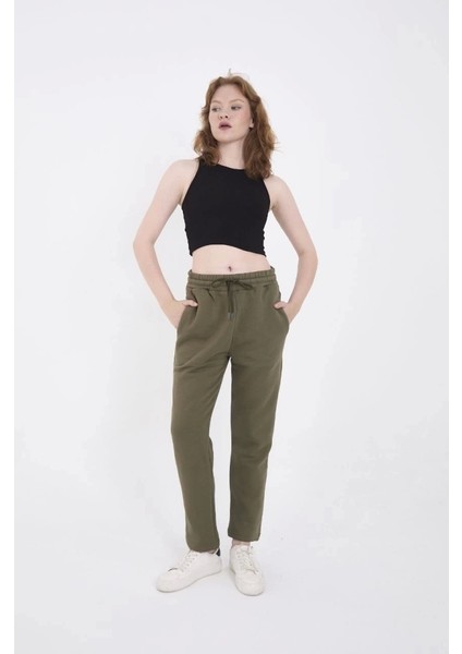 Unisex Üç Iplik Basic Eşofman Pantolon Haki