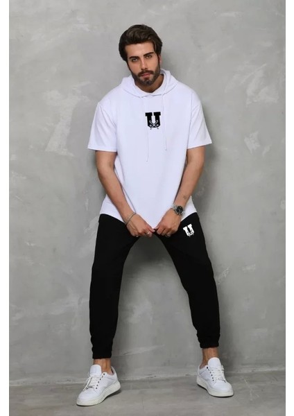 Unisex Kapşonlu Oversize Tshirt Takım