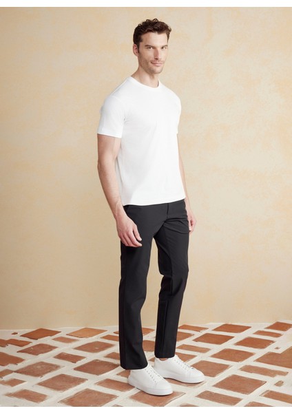 Bisiklet Yaka Kırık Beyaz Erkek T-Shirt BBSS25MTS011 modelleri