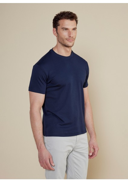 Bisiklet Yaka Lacivert Erkek T-Shirt BBSS25MTS011 fiyatları