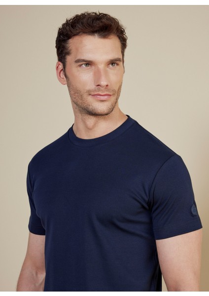 Bisiklet Yaka Lacivert Erkek T-Shirt BBSS25MTS011 fırsatları