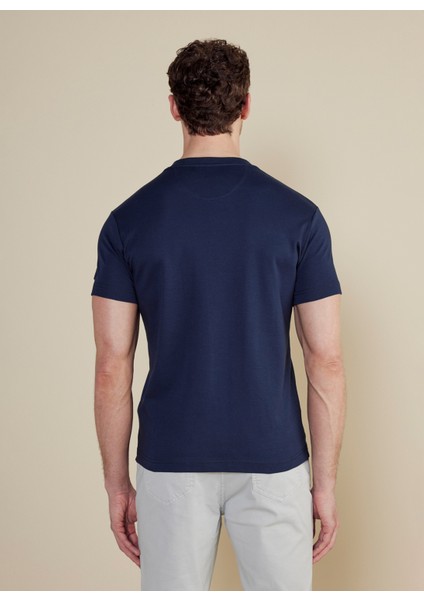 Bisiklet Yaka Lacivert Erkek T-Shirt BBSS25MTS011 indirimleri