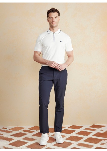 Polo Yaka Kırık Beyaz Erkek T-Shirt BBSS25MTS016