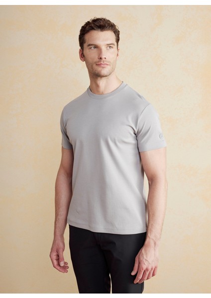 Bisiklet Yaka Gri Erkek T-Shirt BBSS25MTS011