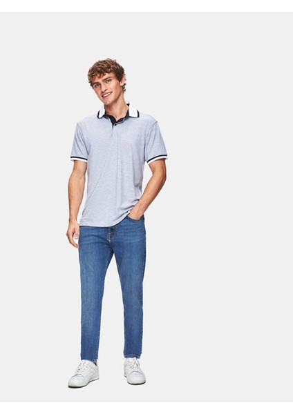 Erkek Basıc Polo Yaka Regular Gri T-shırt