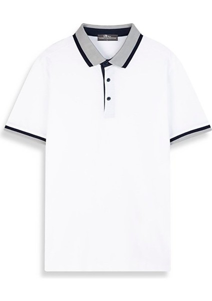 Erkek Basıc Polo Yaka Regular Beyaz T-shırt