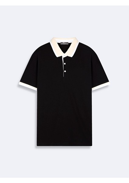 Erkek Basıc Polo Yaka Regular Siyah T-shırt