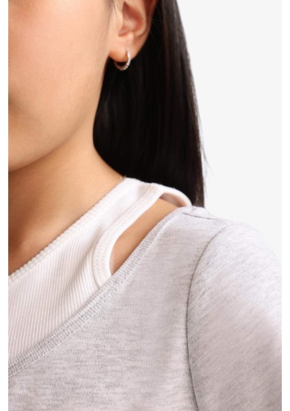 Kız Çocuk Cropped Fit Bisiklet Yaka Ribana Kısa Kollu Tişört E1830A825SM indirimleri