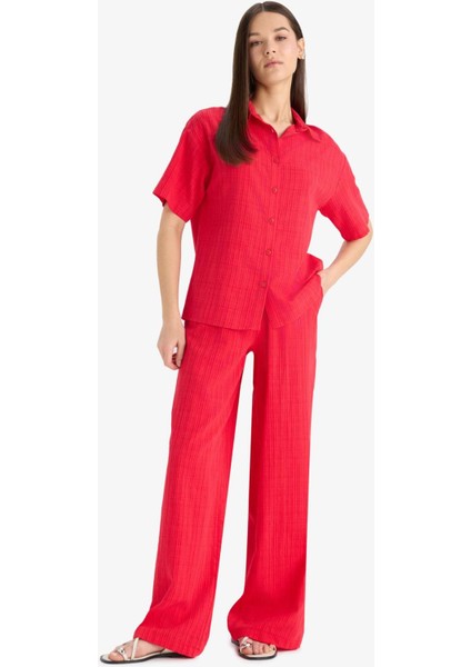 Wide Leg Geniş Paça Cepli Yüksek Lastikli Bel Palazzo Pantolon A9129AX25SM