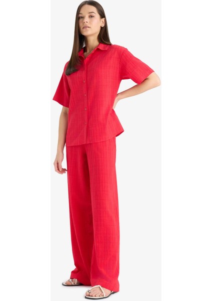 Wide Leg Geniş Paça Cepli Yüksek Lastikli Bel Palazzo Pantolon A9129AX25SM
