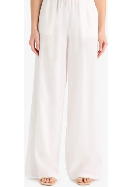 Wide Leg Geniş Paça Cepli Yüksek Lastikli Bel Palazzo Pantolon A9129AX25SM