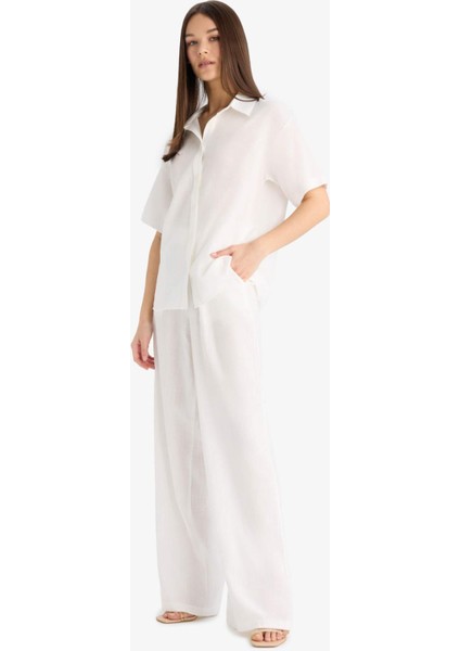 Wide Leg Geniş Paça Cepli Yüksek Lastikli Bel Palazzo Pantolon A9129AX25SM