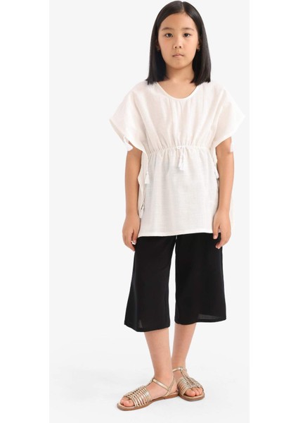 Kız Çocuk Culotte Geniş Paça Viskon Kapri T3877A625SM