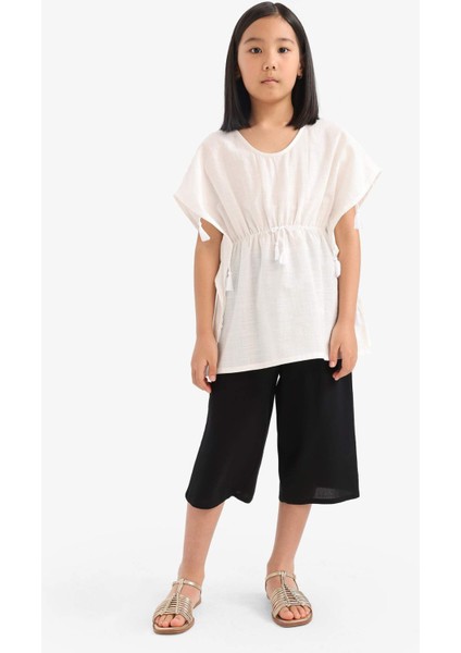 Kız Çocuk Culotte Geniş Paça Viskon Kapri T3877A625SM