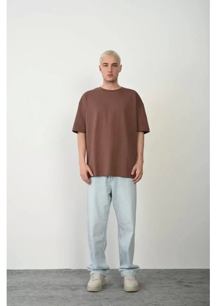 Basic Bisiklet Yaka Oversize Tshirt