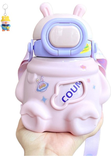 Termos Fincan Çocuk 316 Ilkokul Öğrencisi Pipetli Bebek Kız Sevimli Okul Özel Su Isıtıcısı Büyük Göbek Fincan Su Bardağı (Yurt Dışından)