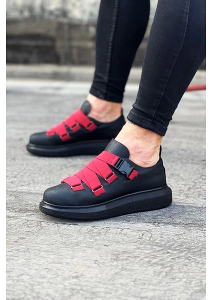 Kömür Kırmızı Erkek Yüksek Taban Ayakkabı 33 modelleri