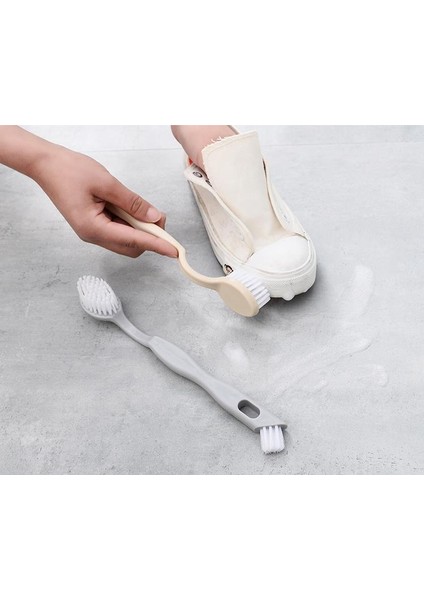Gri Stil Çift Başlı Taşınabilir Ayakkabı Temizleme Araçları Ayakkabı Fırçası Sneaker Yıkama Fırçaları Uzun Sap Plastik Ev Temizleyici (Yurt Dışından)