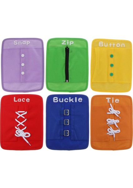 6pcs Çocuklar Zip Düğmesi Bağı Eğitici Oyuncak Öğreniyor (Yurt Dışından)